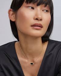 Elisa Gold Pendant Necklace with Black Crystal by Kendra Sco