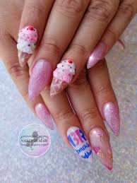 Baskin Robbins Ice Cream Cones 3d Nail Art Cream Nail Art Cream Nail Designs Nails