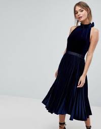 Ted Baker Ted Baker Pleated Midi Dress In Velvet Pleated Midi Dress Velvet Dresses Outfit Blue Velvet Dress Outfit