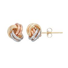 Forever 14k Tri Tone Love Knot Stud Earrings In 2020 Stud Earrings Knot Stud Earrings Knot Studs