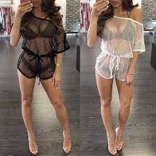 Mesh Bathing Suit Cover Up Romper Women Bathing Fashion Womens Bathing Suits