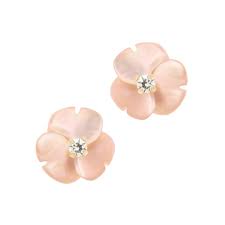 Boucles d'oreilles nacre en argent. Boucles D Oreilles Fleur Nacre Rose Or 375 Vis Securite