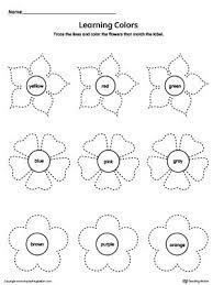 free learning colors and tracing flowers worksheet kindergarten coloring pages learning colors preschool tracing
