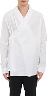 Black And White Kimono For Men Haider Ackermann Wrap Front Kimono Shirt At Barneys Com Kimono Fashion Kimono Shirt Japanese Outfits