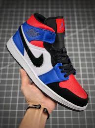 Nike Jordan 1 Mid Se White Black Royal Nike Air Jordan 1 Mid Aj1 Top3 Sneakers Men Fashion Sneakers Fashion Air Jordans