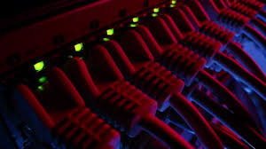Macro Shot Ethernet Data Cables Connected To Router Ports With Flashing Lights Information Technology With Rj45 Internet Connectors Plugged Into Modem Lan Switches Neon Red Blue Lighting Stock Video C Gorodenkoff 365197894
