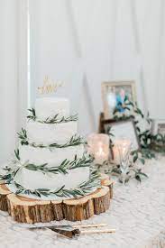 Lindsay Jeff The Farmhouse Wedding Austin Wedding Photography Dreamy Elk Photography Design Llc Wedding Cake Greenery Gold Vintage Wedding Cake Table Wedding Cake Table Decorations