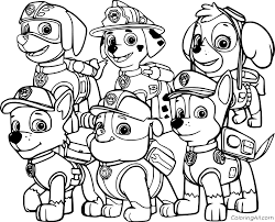 Chase and marshall with zuma in halloween costumes. Paw Patrol Coloring Pages Coloringall