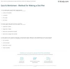 These dot plot example templates are available in a wide range of bright and vibrant colors to the bar graphs and dot plots template offers you a readymade worksheet to help you create detailed. Quiz Worksheet Method For Making A Dot Plot Study Com