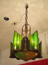 Simply Incredible Lamp At My Friend S Antique Store In Ellicott City Md Might Have To Buy It I Art Deco Wall Lights Stained Glass Chandelier Art Deco Lamps