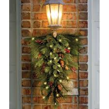 The Decorated Cordless Prelit Teardrop Swag Hammacher Schlemmer Diy Christmas Garland Outdoor Christmas Decorations Outside Christmas Decorations