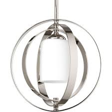 Progress Lighting Equinox 1 Light Polished Nickel Pendant With Opal Etched Glass P7077 104 The Home Depot