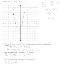Write the equation of the quadratic in standard form from the graph below. Graphing A Quadratic Function Students Are Asked To Graph A Quadratic Function And Answer Questions