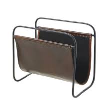 Hernan Porte Revues En Cuir De Chevre Marron Et Metal Noir H36 5 X L40 X P23 Cm 2 82 Kg Maisons Trending Decor Decorative Storage Boxes Trunks And Chests
