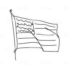 Black And White American Flag Vector Art Free Usa Flag Line Art Minimalist Contour Drawing Continuous Black Flag Drawing Line Drawing American Flag Drawing