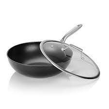 Techef Onyx Collection 12 Wok Stir Fry Pan With Glass Lid Coated With New Teflon Platinum Non Stick Coating Stir Fry Pan Wok Frying Pan