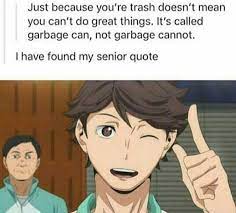 If you're a fan of the series, check out these inspiring haikyuu quotes worth sharing to your social networks! Related Image Haikyuu Funny Haikyuu Meme Senior Quotes