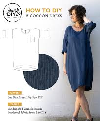 Diy Navy Crinkle Cocoon Dress Lou Box Dress 1 Sew Diy Dress Patterns Diy Cocoon Dress Linen Dress Pattern