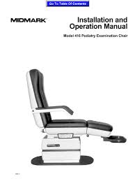 Installation And Operation Manual Model 416 Podiatry Examination Chair Manualzz