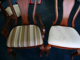 Most armchairs require between 5 and 7 yards of fabric, but measure your chair to be sure how much fabric you'll need. How To Reupholster A Dining Room Chair Dengarden