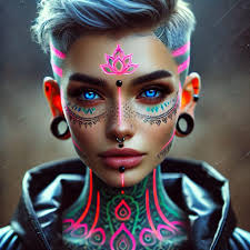 🎨CHALLENGE🎨 🎨Prompt: photo réaliste yeux femme (hindouiste) tatouage  néon 🎨#gesyneon 🎨Challenge creator: Gesy Création IA 🎨Challenged by ↗️  ↗️ ↗️ Drawhyn IA Créa 🎨Image by: Level 7 Jeans #AI #aiart #AIChallenges  #aiartcommunity ...