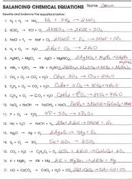 1) 1 n 2 + 3 h 2 2 nh 3 2) 2 kclo 3 2 kcl + 3 o 2 3) 2 nacl + 1 f 2 2 naf + 1 cl 2 4) 2 h 2 + 1 o 2 2 h 2 o 5) 1 pb(oh) 2 + 2 hcl 2 h 2 o + 1 pbcl 2 6) 2 albr 3 + 3 k 2 so 4 6 kbr + 1 al 2 (so 4) 3 7) 1 ch 4 + 2 o 2 1 co. Writing Chemical Formulas Worksheet Answer Key Chemistry Education Chemistry Lessons Chemical Equation