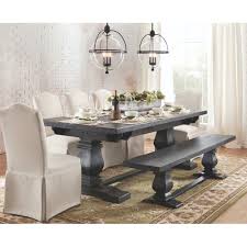 Home Decorators Collection Aldridge Washed Black Extendable Dining Table 1673000910 The Home Dep Dining Table Rustic Wood Dining Bench Farmhouse Dining Table