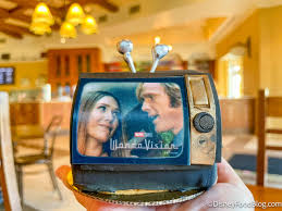 Review We Re Trying The 70s Wandavision Retro Tv Cake In Disney World The Disney Food Blog