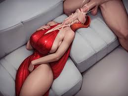 Extremely Deep Blowjob, Head Hanging Off Couch, Jessica Rabbit AI Porn