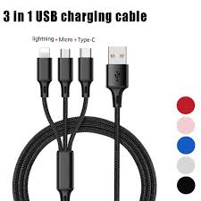 3 In 1 Nylon Braided Usb Charger Cable Cord For Micro Usb Lightning Type C Cell Phones Tablets Android Smartphones Walmart Com Walmart Com