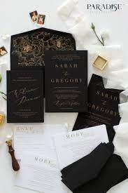 Elegant Golden Roses On Black Paper Wedding Invitation Elegant Modern Classy W Classy Wedding Invitations Black Wedding Invitations Wedding Invitations Diy