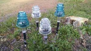 Glass Insulator Solar Lights Great For Walk Ways And Gardens Four Pack Solar Light Crafts Glass Insulators Solar Lights