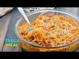 Baked Spaghetti In Tomato Sauce Recipe Indian Style Baked Spaghetti Recipe Baked Spaghetti Vegetarian Italian Recipes Recipes
