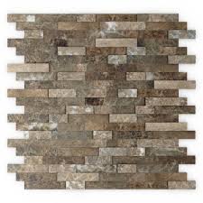 Inoxia Speedtiles Bengal Brown 11 77 In X 11 57 In X 8 Mm Stone Self Adhesive Wall Mosaic Tile 11 4 Sq Ft Case Usis313 2 Boite The Home Depot Brown Kitchen Tiles Kitchen Tiles Backsplash Stone Kitchen