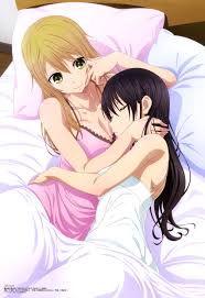 Rule 34 - 2girls Aihara Mei Aihara Yuzu Bed Bed Sheet Bedroom Black Hair  Blanket Blonde Hair Blue Pillow Breasts Brown Hair Citrus (saburouta)  Cleavage Closed Eyes Clothed Female Clothing Couple Dress