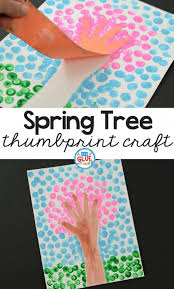 Spring Fingerprint Tree Craft Kindergarten Crafts Preschool Crafts Preschool Art Projects