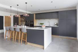 Modern Grey Kitchen With Large Kitchen Island Scandi Kitchen Kitchen Renovation Kitchen Remodel