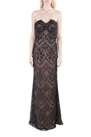 Marchesa Notte Black Embellished Lace Overlay Strapless Evening Gown M Marchesa Tlc