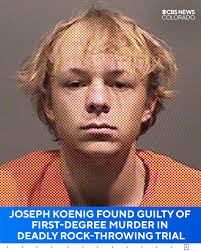 Jurors have delivered a guilty verdict for first-degree murder for Joseph  Koenig, the Colorado man accused of throwing a rock through the windshield  of Alexa Bartell's moving vehicle, killing her. Koenig was