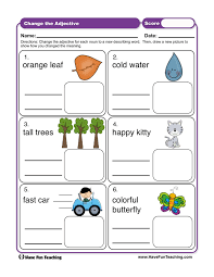 Here, the word heavy tells us what kind of container the. Change The Adjective Worksheet Have Fun Teaching