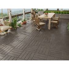 Naturesort Bamboo 12 X12 Bamboo Composite Interlocking Deck Tile In Dark Wood In 2020 Outdoor Flooring Options Deck Tile Interlocking Deck Tiles