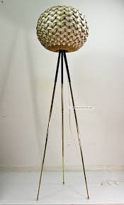 Kugellampe Dreibein Stehlampe Tripod Lampe Messing Stativ Design 60 Er