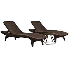 Keter Pacific Whiskey Brown All Weather Adjustable Resin Patio Chaise Lounger With Side Table 3 Piece Set 222212 Patio Chaise Lounge Patio Chaise Chaise Lounger