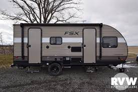 Whether you are new to camping or are a seasoned rver that is looking for a lightweight easy to tow travel trailer, you are sure to love this cute wildwood fsx model 190ss. New 2018 Wildwood Fsx 190ss Travel Trailer By Forest River At Rvwholesalers Com Rv Trailer And Product News