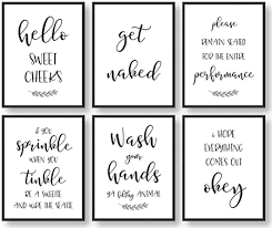 This pieces was made for pennies from leftover wood scraps and decorative doorknobs. Amazon Com Bathroom Wall Decor Bathroom Wall Art Bathroom Quotes Signs Rules Decorations Bathroom Pictures Wall Decor Bathroom Decor Set Of 6 8x10in Unframed Posters Prints