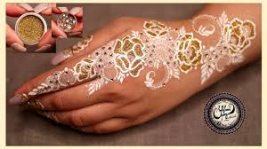 White Henna X Gold Glitter By Tikasyi Hally Henna Beauty White Henna White Henna Designs Henna