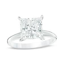 3 Ct Certified Princess Cut Diamond Solitaire Engagement Ring In 14k White Gold I Si2