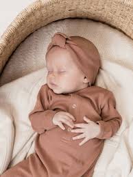 Quincy Mae Organic Ribbed Turban Clay Baby Jumpsuit Baby Girl Clothes Baby Boy Outfits