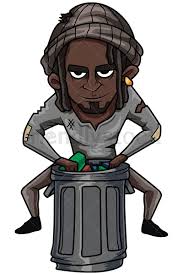 Black Man Looking For Stuff In Trash Vector Cartoon Clipart Friendlystock Person Cartoon Cartoon Clip Art Cartoon