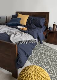 Mix And Match 100 Egyptian Cotton Navy Blue Bed Sheets With Mustard Yellow Accessories Be Yellow Bedroom Decor Blue Bed Sheets Grey Bedroom With Pop Of Color